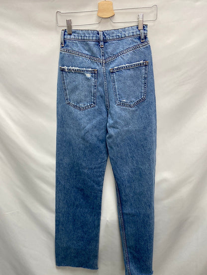 ZARA.Pantalones vaqueros rectos rotos T.34