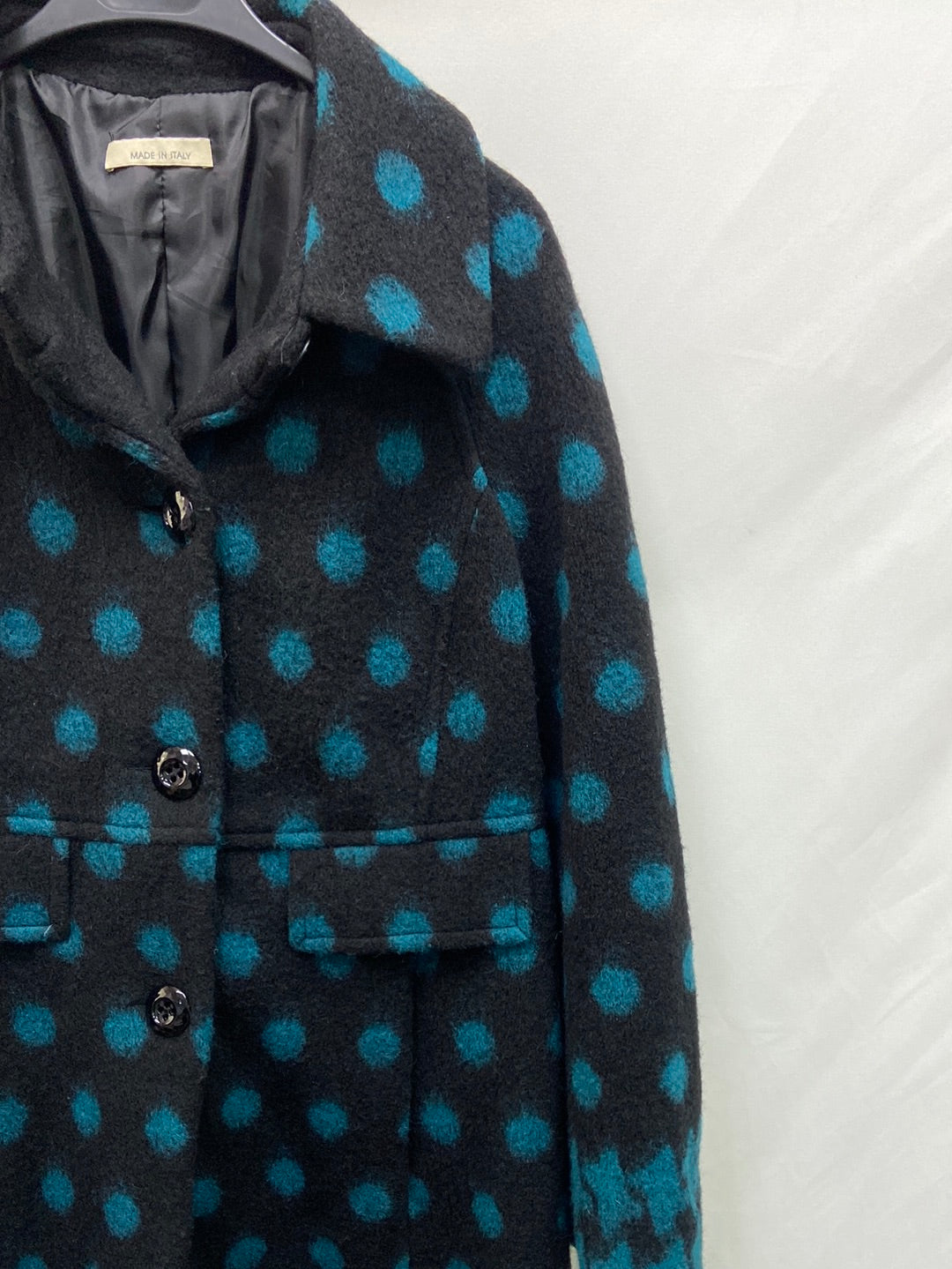 OTRAS.Abrigo lana azul y negro T.XL