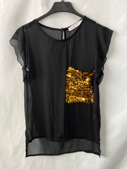 WHITE &amp; ONE. Black sequin TS blouse