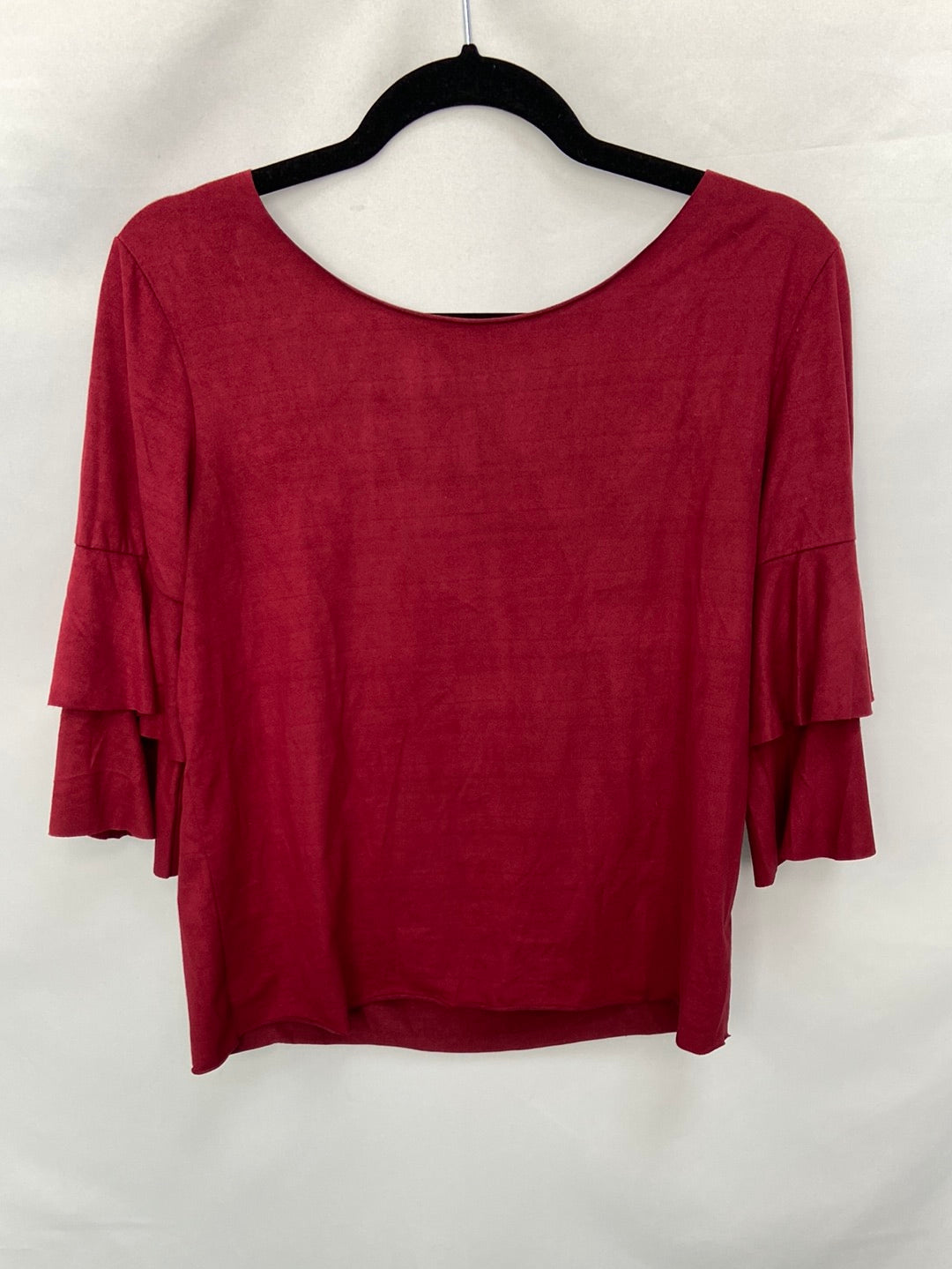 MULAYA.Camiseta burdeos antelina T.M