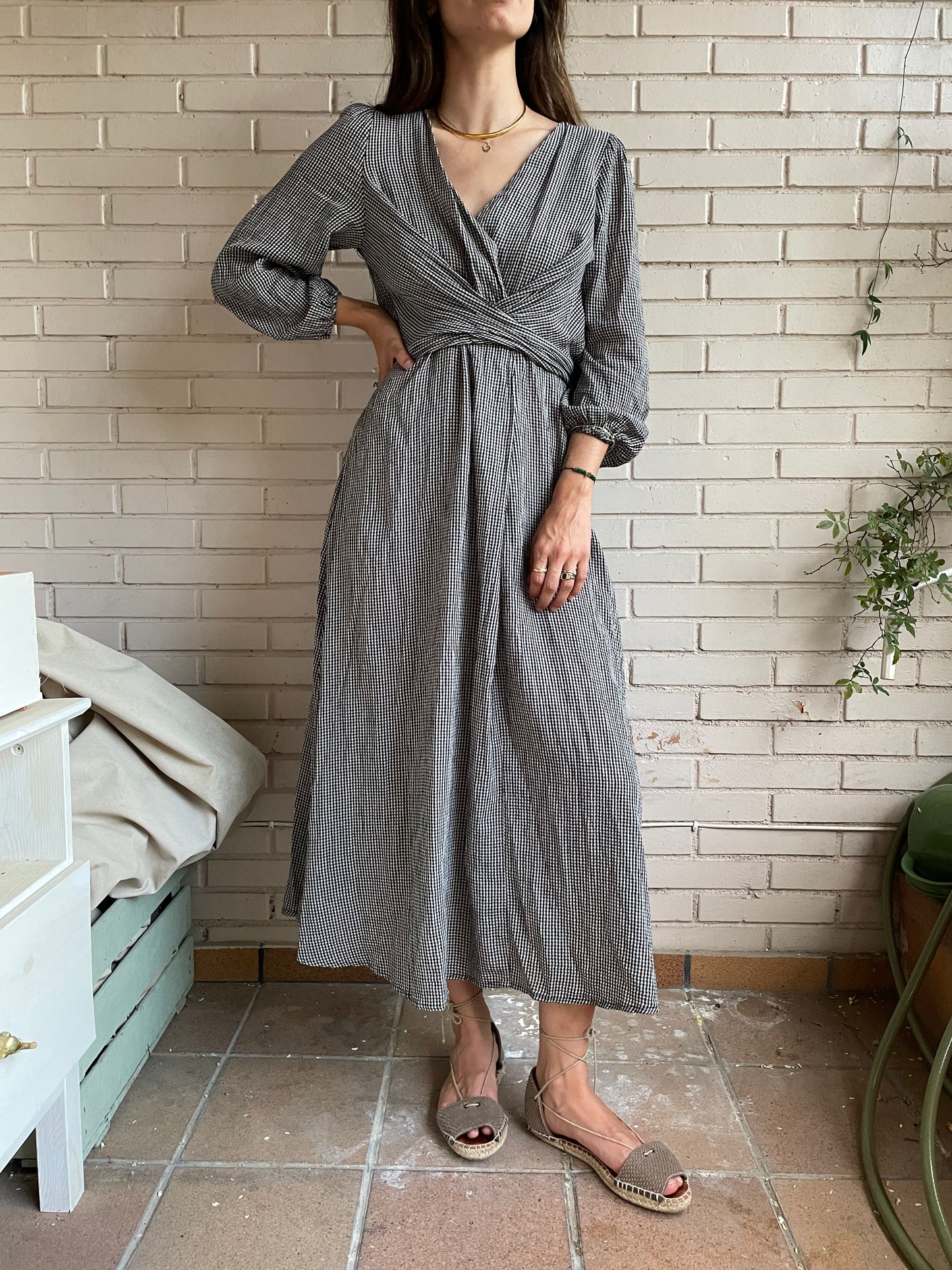 OYSHO.Vestido largo cuadros T.s