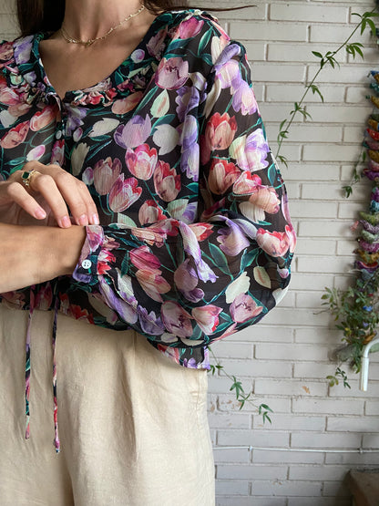 Blusa semitransparentes flores T.36