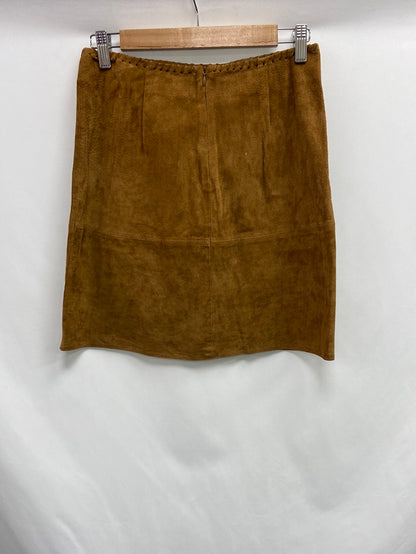ZARA. Camel leather skirt Ts