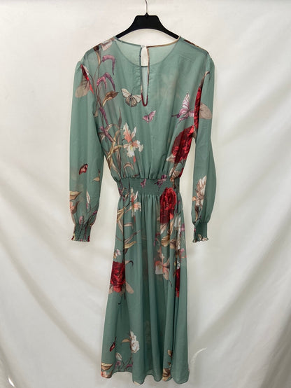OTRAS.Vestido verde largo flores TU (S)