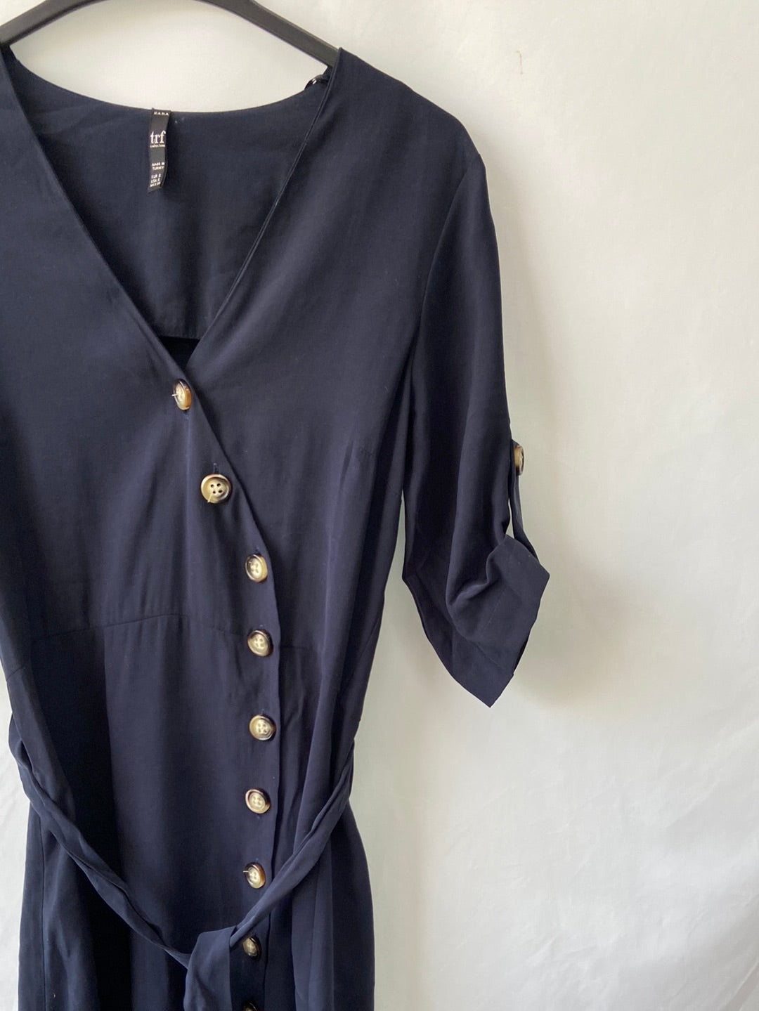 ZARA.Vestido midi azul botones T.S