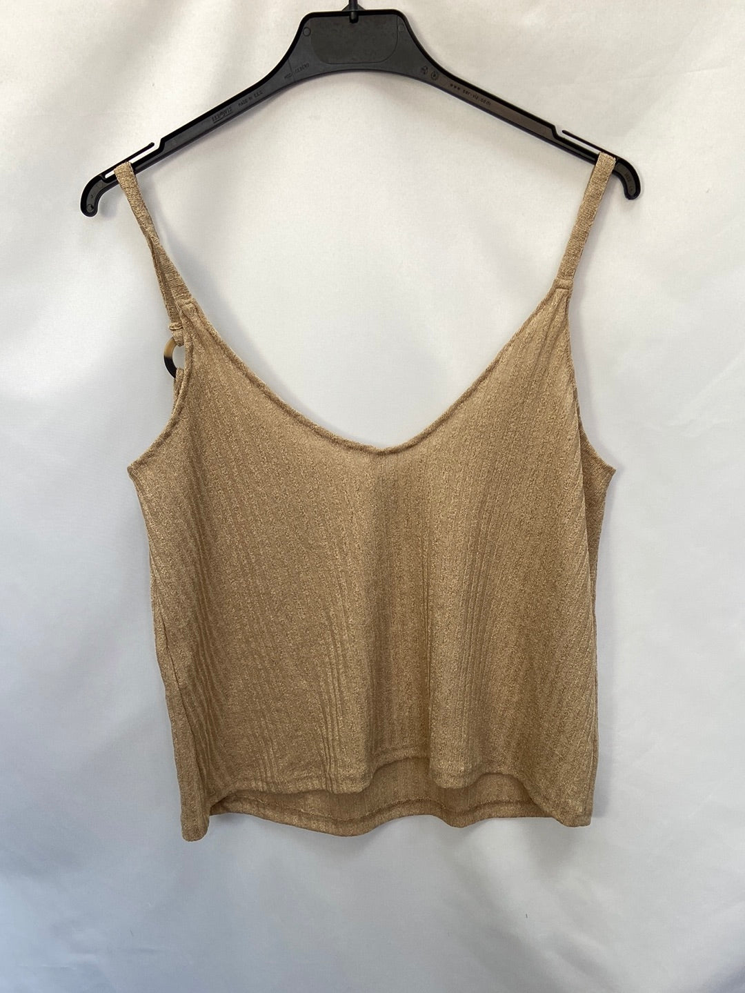 STRADIVARIUS.Top beige canalé T.s
