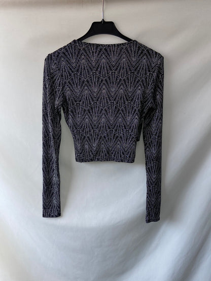 H&M.croptop hilos plateados T.S