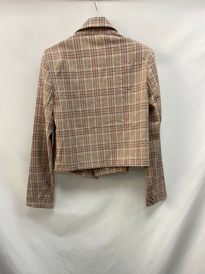 SHEIN.Blazer crop cuadros t.s