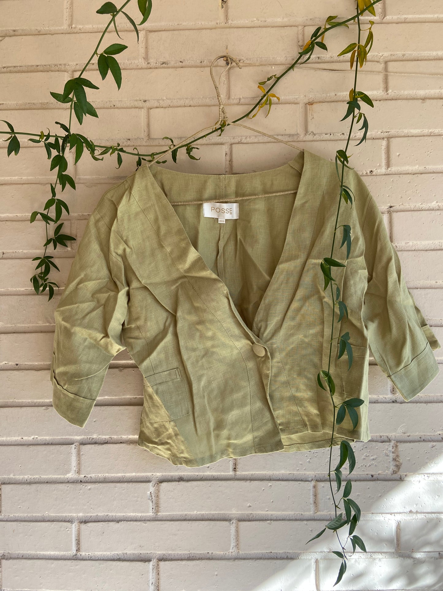 Blusa verde 100%lino T.xs/s