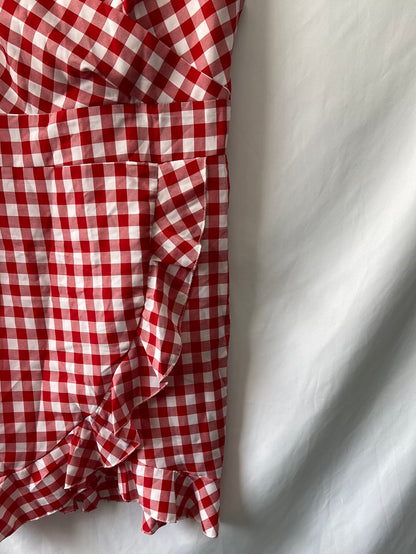 OTHERS. Checked wrap dress S.XL