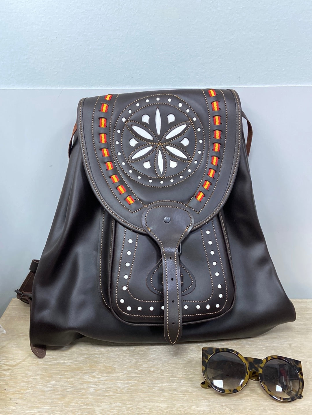 OTHERS. Oversized leather backpack