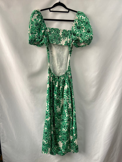 MANGO.Long green floral dress Ts