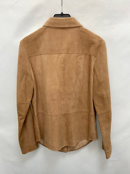 MANGO. Beige suede TS overshirt