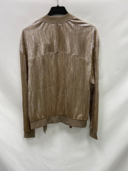 ZARA.Chaqueta fruncida dorada T.L