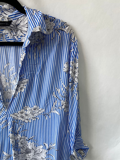 ZARA.Blusa rayas y flores T.S