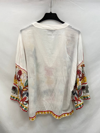 ZARA. Blusa bordada colores T.s
