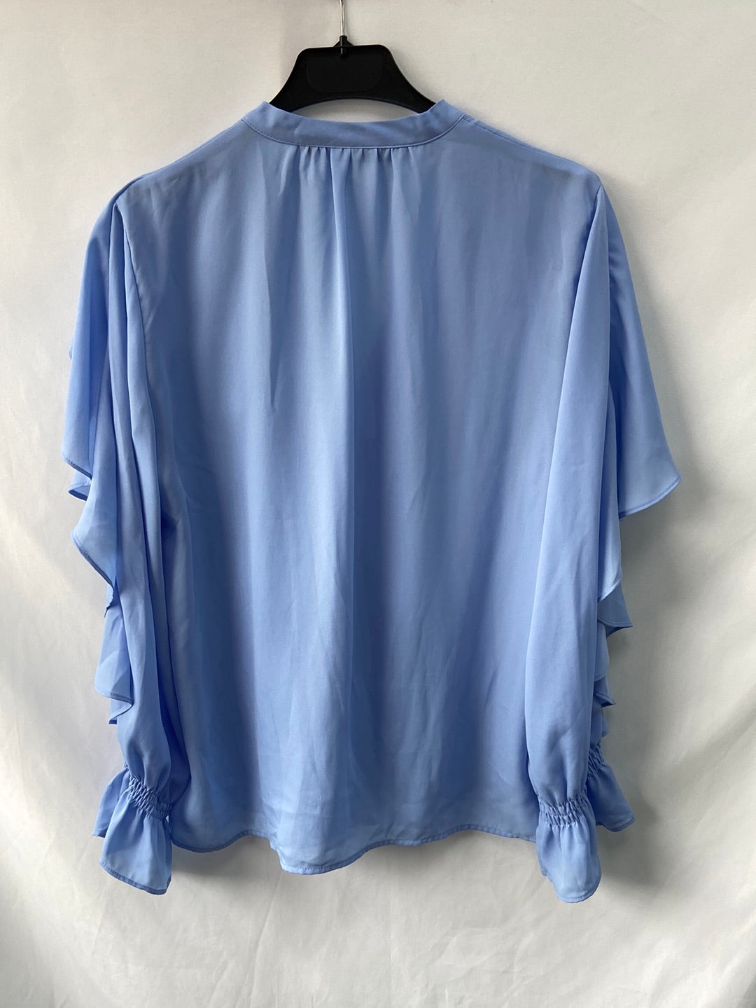 ZARA.Camisa azul volantes T.S