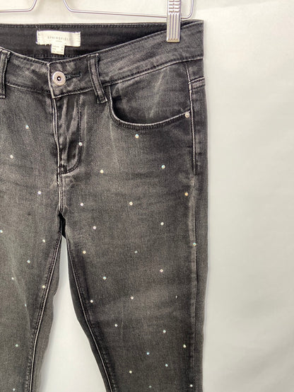 SPRINGFIELD. Jeans negros tachuelas T.38 (Tara)