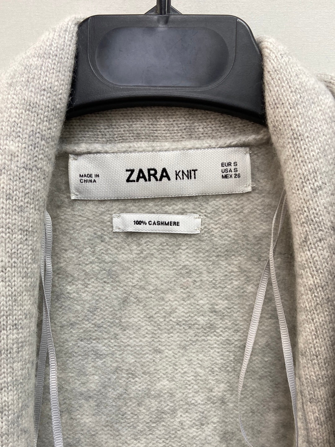 ZARA.Cárdigan largo gris 100% cashmere T.s