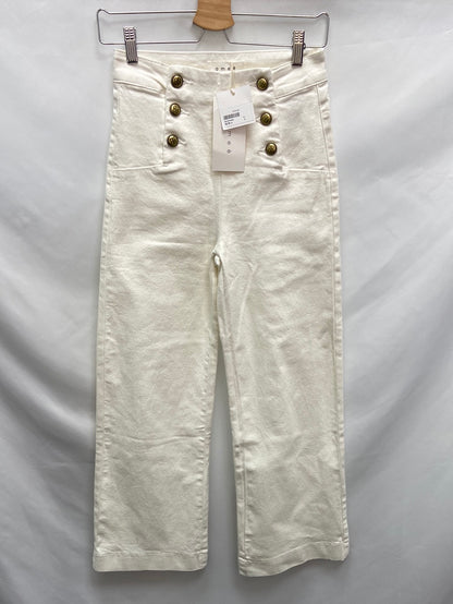 AMEÉ.Pantalones blancos rectos tobilleros T.s