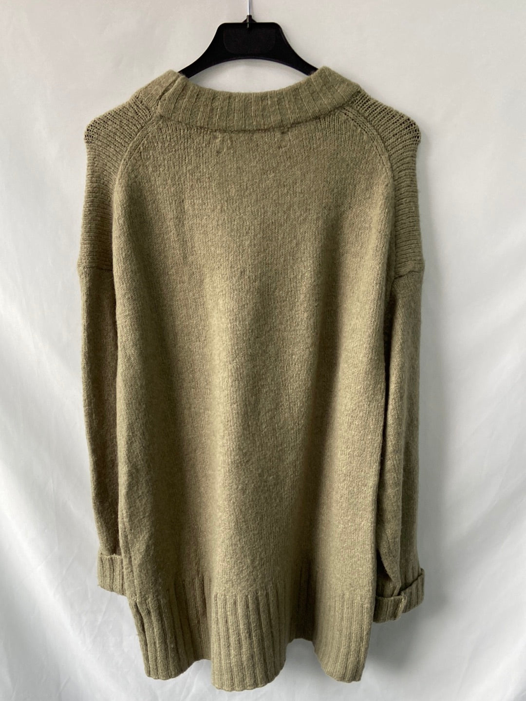 ZARA.Jersey punto verde apagado oversized T.s