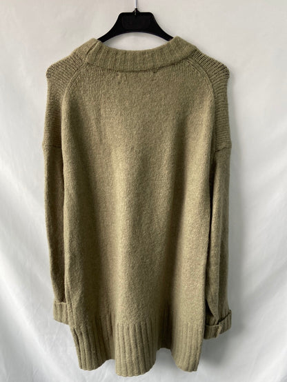 ZARA.Jersey punto verde apagado oversized T.s