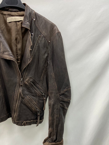 MarketZARA.Chaqueta piel efecto vintage T.L