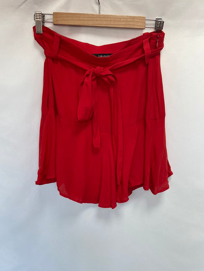 ZARA.Falda pantalón rojo fluido  T.L