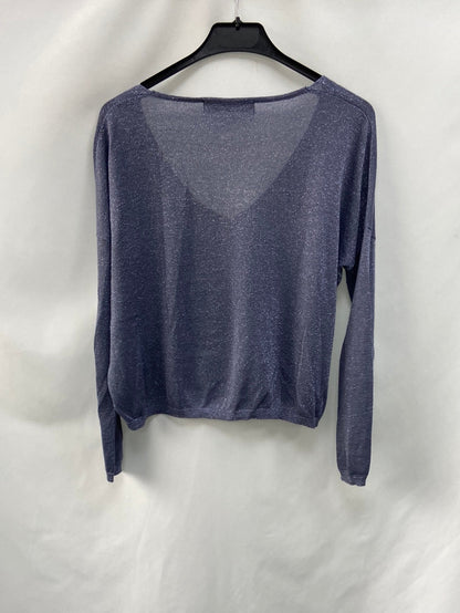 MANGO.Blue jersey with silver threads TS