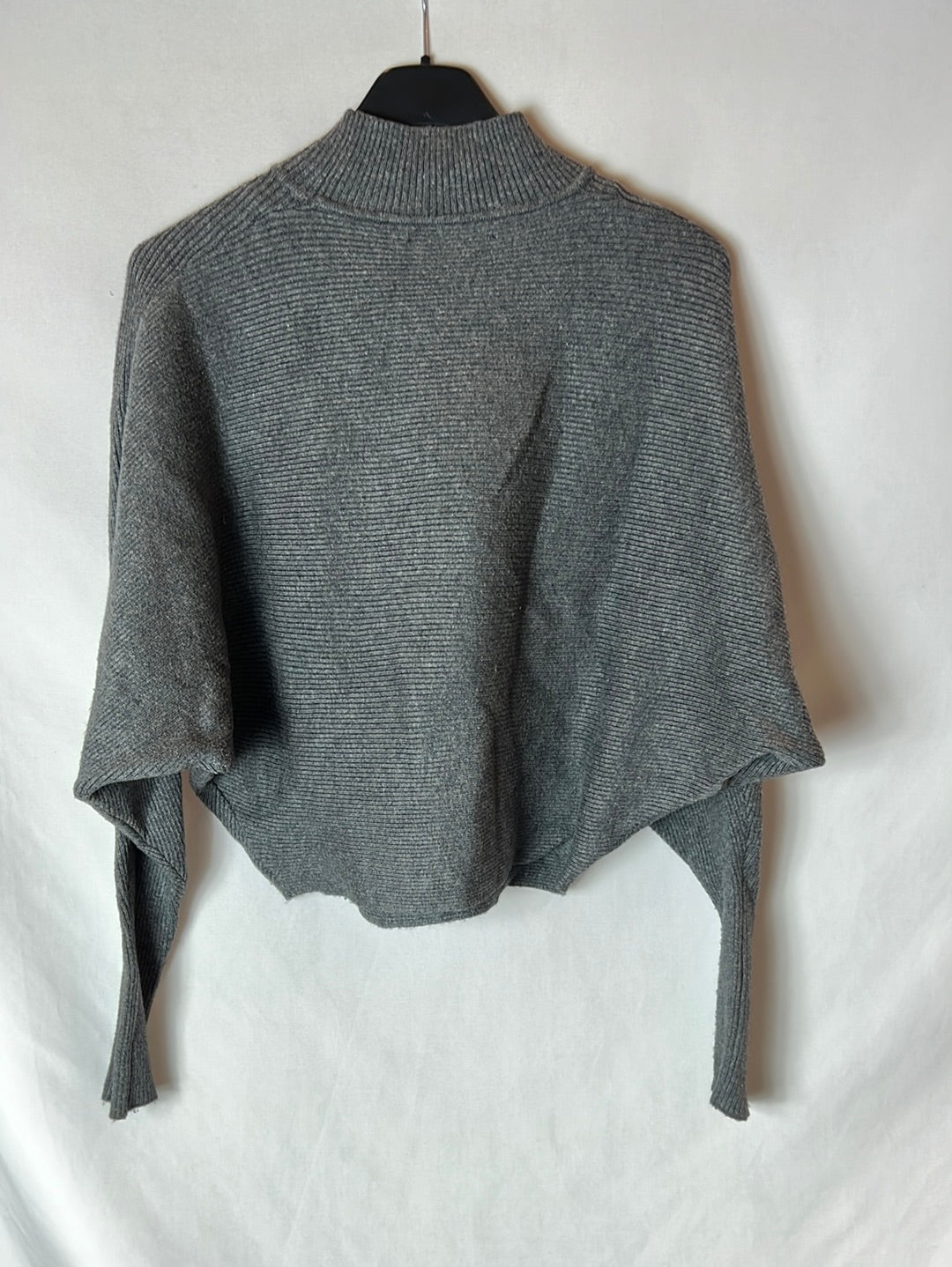 ZARA. Jersey gris cuello perkins T.s