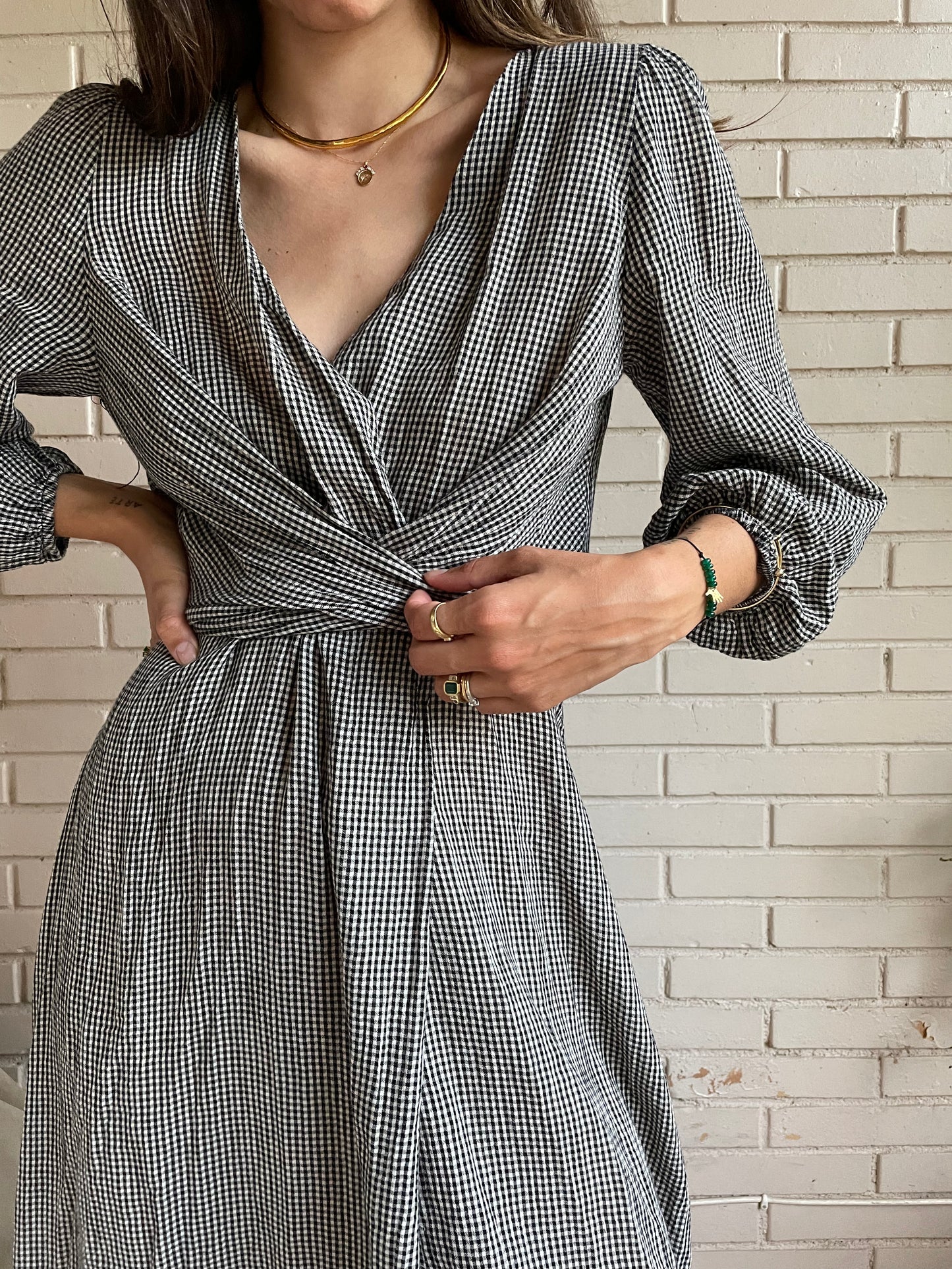 OYSHO.Vestido largo cuadros T.s