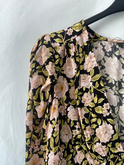 ZARA.Top fruncido flores T.XS