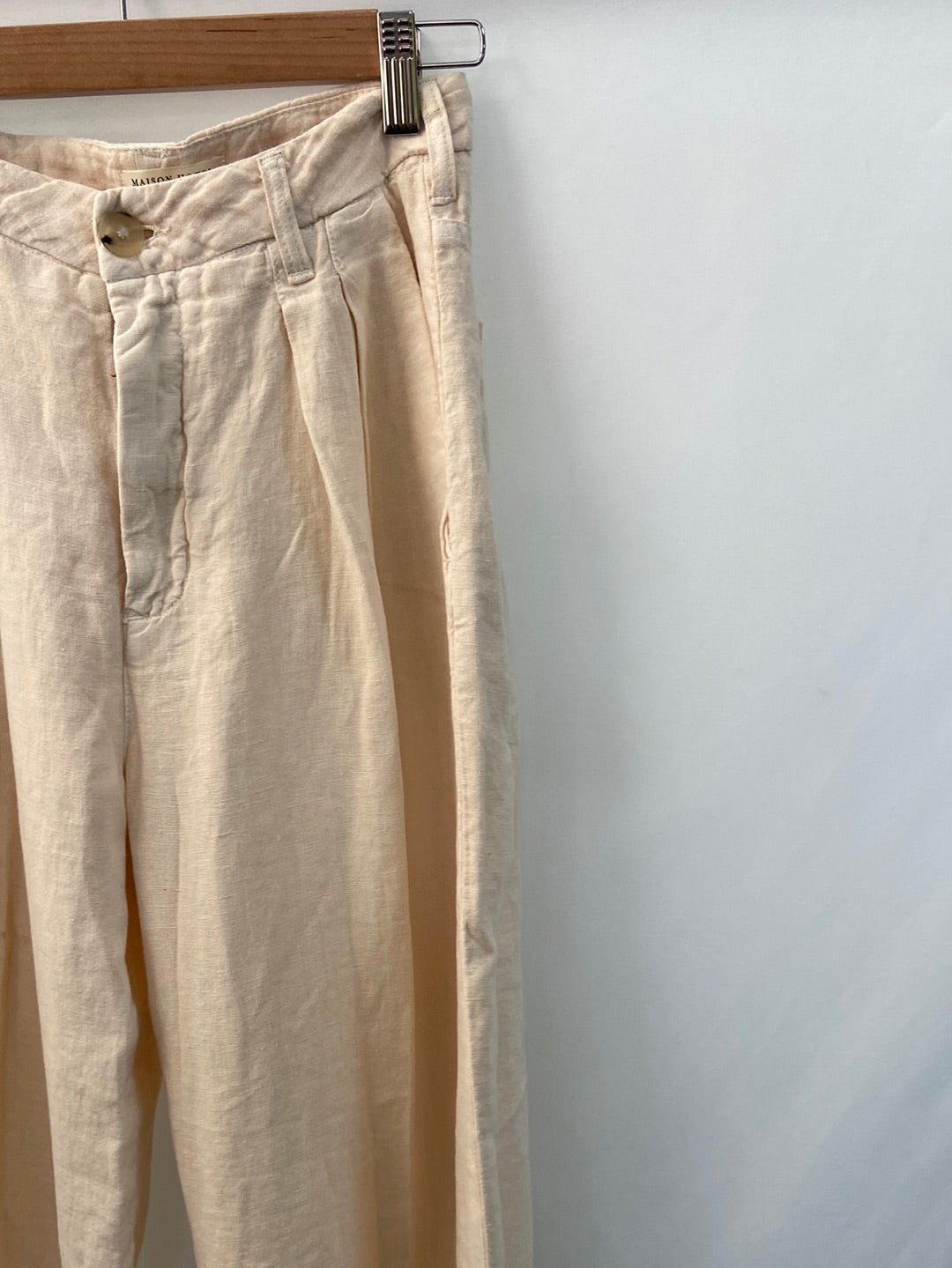 MAISON HOTEL.Wide beige linen pants T.xs