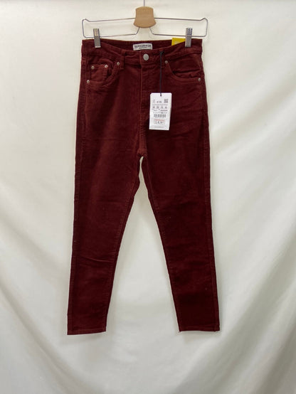 PULL&BEAR.Pantalones burdeos pana T.38