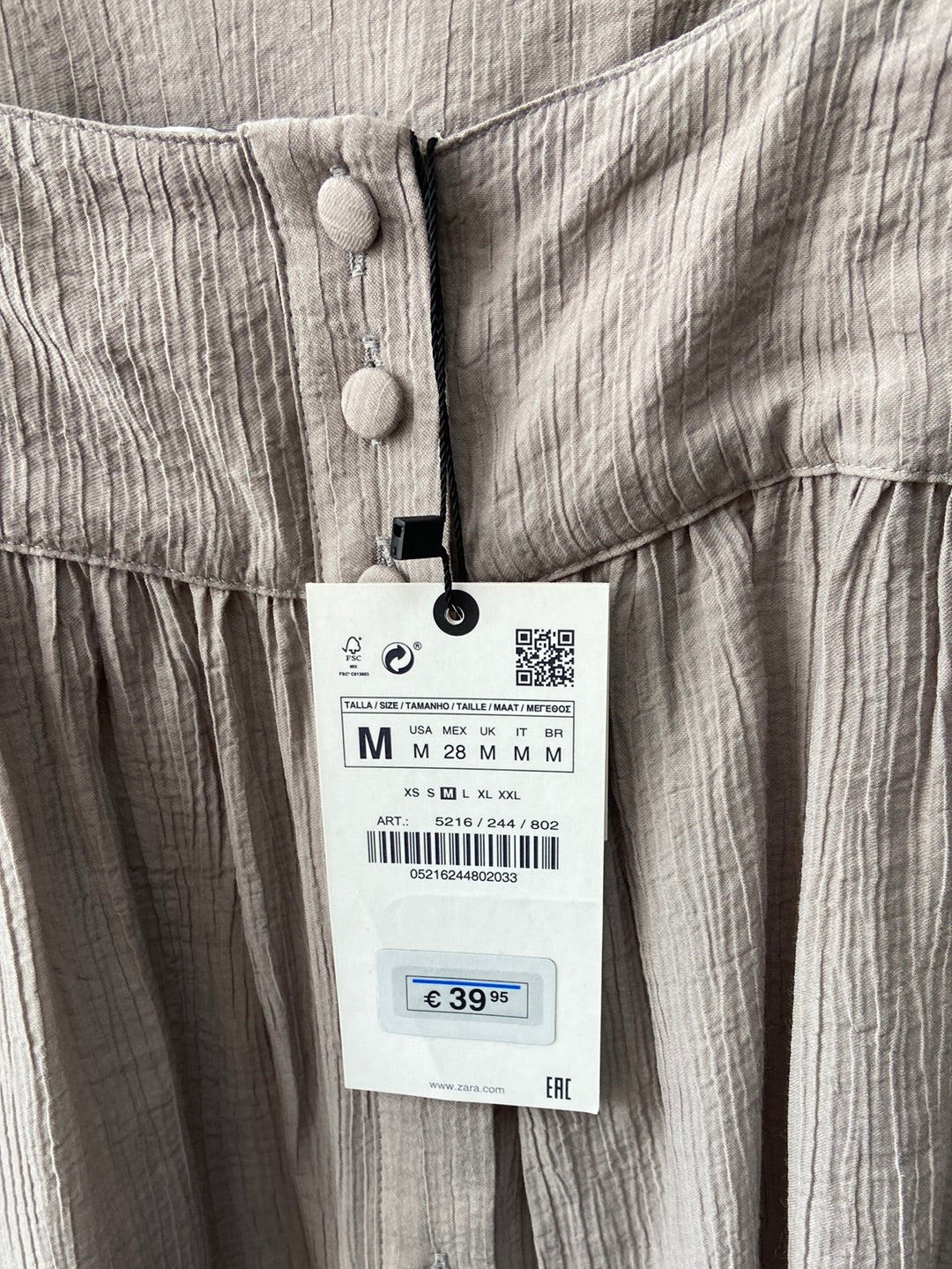 ZARA.Top beige grisáceo T.M