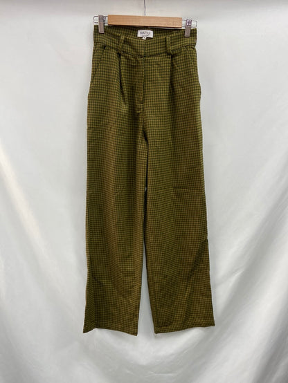 MATTUI.Pantalones verdes pata de gallo anchos T.S