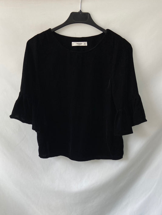 MANGO. Black velvet Ts top