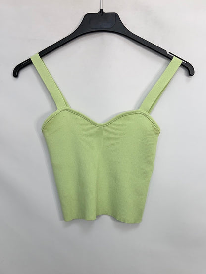 ZARA.Green knitted crop top T. S