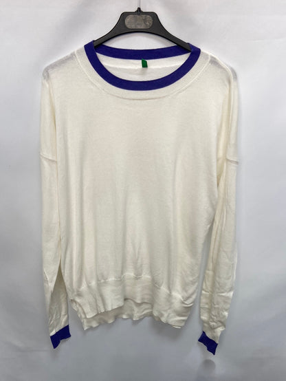 BENETTON.White and knitted sweater Ts