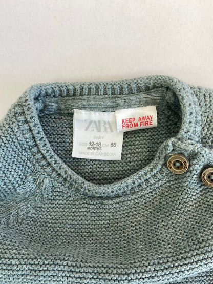 ZARA. Jersey azul verdoso punto T.12/18 M