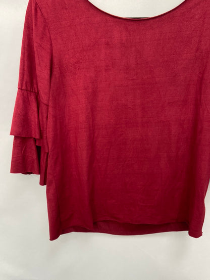 MULAYA.Camiseta burdeos antelina T.M