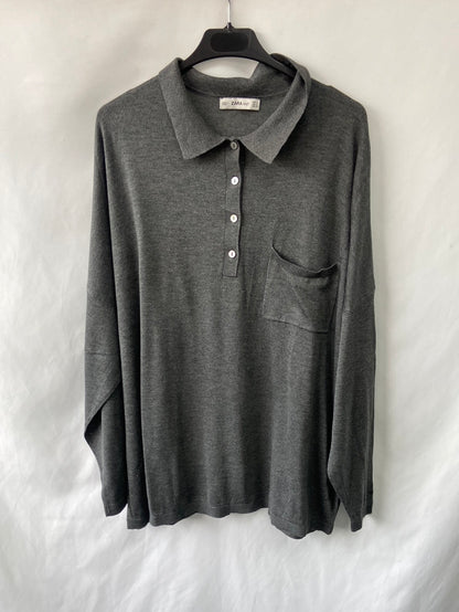 ZARA.Jersey gris polero T.M