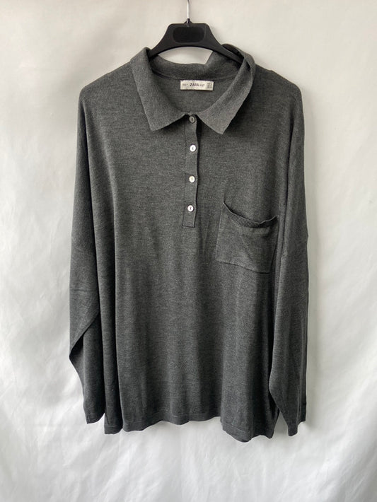 ZARA.Jersey gris polero T.M