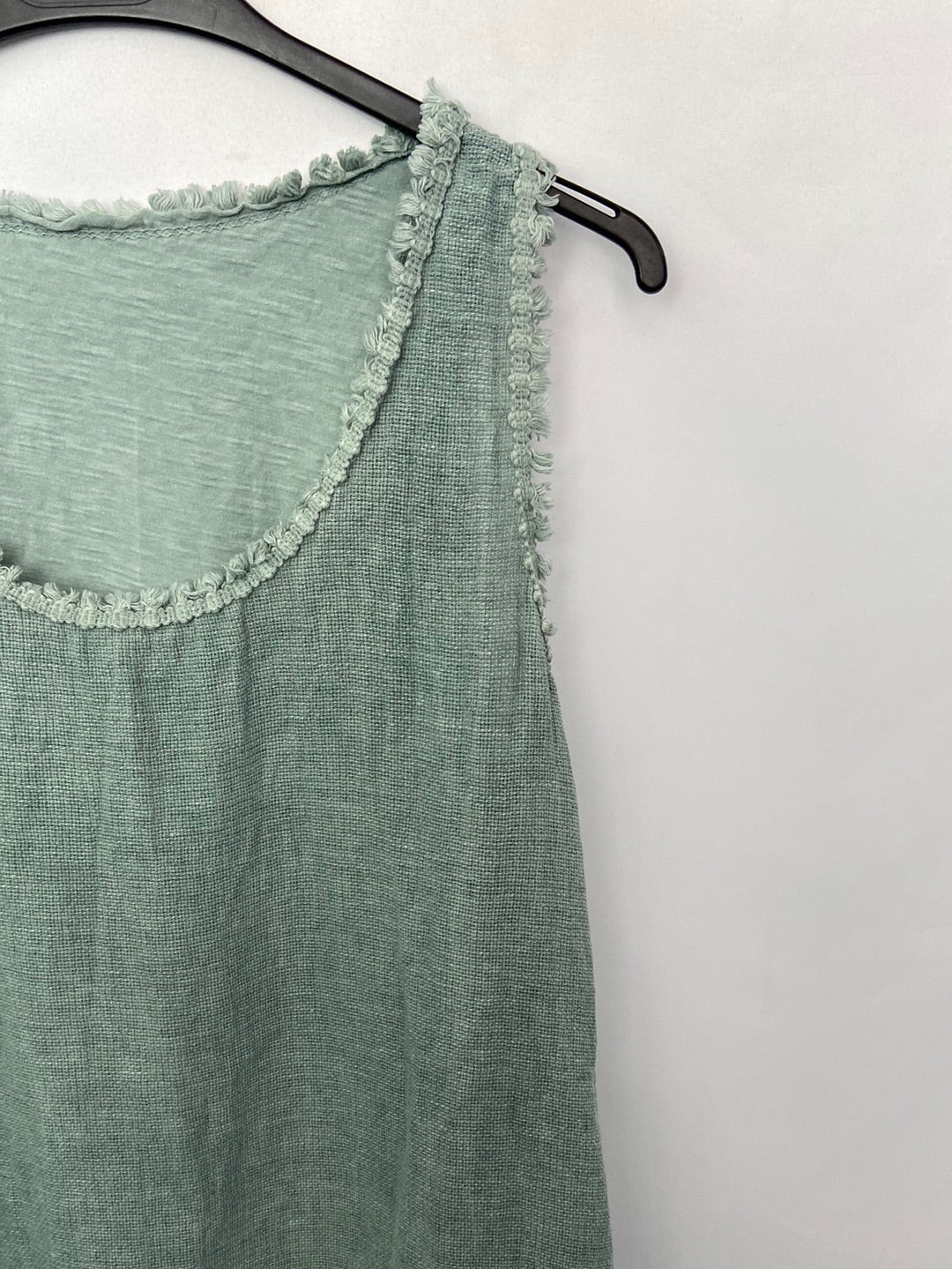 OTHERS. Double textured top Green linen TU(m)