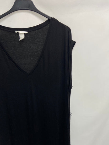 H&M.vestido largo negro recto punto T.s