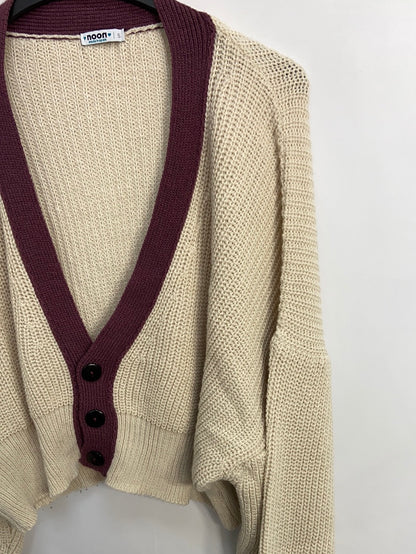 NOON. Beige and burgundy Ts cardigan