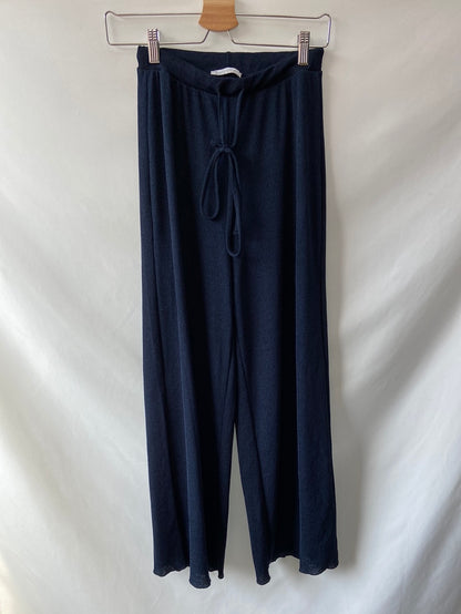 ZARA.Pantalones anchos punto azul T.s