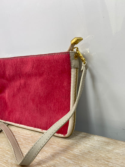 GENUINE LEATHER. Beige pink hair bag