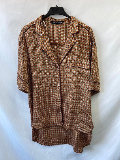 ZARA.Ts retro print pajama blouse