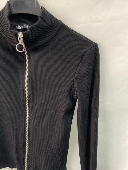 ZARA.Chaqueta/top punto canalé cremallera T.s